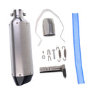 Replacement Universal Motorcycle Exhaust Muffler Pipe with Silencer Muffler Kits Silver 340mm