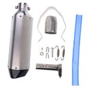 Replacement Universal Motorcycle Exhaust Muffler Pipe with Silencer Muffler Kits Silver 340mm