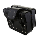 2 Pieces Cube Black PU Leather Side Saddle Plate Stud Design Bag for Harley