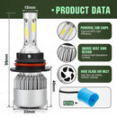 S2 9007 LED Headlight Conversion Lamp 6000K Cool White 72W 7200LM for Cars