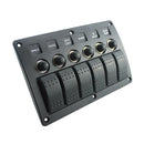 Waterproof IP68 Car Auto Boat Truck 6-Gang Red LED Light Rocker Switch Panel