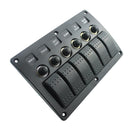 Waterproof IP68 Car Auto Boat Truck 6-Gang Red LED Light Rocker Switch Panel