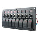8 Gang Red LED Rocker Switch Panel 3 PIN Overload Protection Fits RV Car Boat