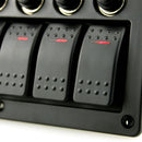 8 Gang Red LED Rocker Switch Panel 3 PIN Overload Protection Fits RV Car Boat
