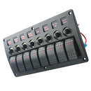 8 Gang Red LED Rocker Switch Panel 3 PIN Overload Protection Fits RV Car Boat