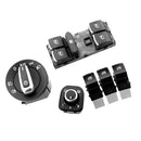 6PCS Headlights & Windows & Mirror Control Chrome Switch For VW Passat B6