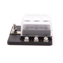 Car 6-Way Blade Fuse Holder With Fuse Ring Terminals LED Indicator
