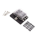Car 6-Way Blade Fuse Holder With Fuse Ring Terminals LED Indicator