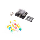 Car 6-Way Blade Fuse Holder With Fuse Ring Terminals LED Indicator