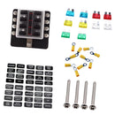 Car 8-Way Blade Fuse Holder With Fuse Ring Terminals LED Indicator