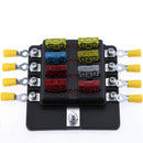 Car 8-Way Blade Fuse Holder With Fuse Ring Terminals LED Indicator