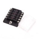 Car 10-Way Blade Fuse Holder With Fuse Ring Terminals LED Indicator