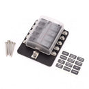 Car 10-Way Blade Fuse Holder With Fuse Ring Terminals LED Indicator