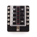 Car 10-Way Blade Fuse Holder With Fuse Ring Terminals LED Indicator