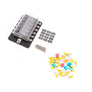 Car 12-Way Blade Fuse Holder With Fuse Ring Terminals LED Indicator