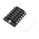 Car 12-Way Blade Fuse Holder With Fuse Ring Terminals LED Indicator