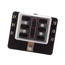 Automotive 6-Way Blade Fuse Holder With Fuse Spade Terminals LED Indicator
