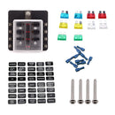 Car Boat 6V/12V/24V 8 Way Fuse Box Holder And Fuse With Red LED Light Kit
