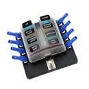 Car Boat 6V/12V/24V 8 Way Fuse Box Holder And Fuse With Red LED Light Kit