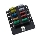 Car Boat 6V/12V/24V 10 Way Fuse Box Holder And Fuse With Red LED Light Kit