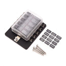 Car Boat 6V/12V/24V 10 Way Fuse Box Holder And Fuse With Red LED Light Kit