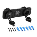 Car Boat Dual USB Charger+Cigarette Lighter Port+Voltmeter Power Outlet