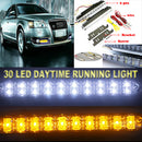 2pcs 30 LED Daytime Running Light DRL Fog Lamp White light+Amber Turn Signal