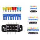 DC12V-24V 4 Way Fuse Box Holder and Fuses with Terminals Kit for Car Boat