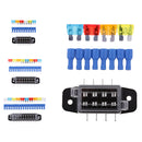 DC12V-24V 4 Way Fuse Box Holder and Fuses with Terminals Kit for Car Boat