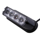 1 Pair Car 4 LED White & Amber Clear Lens Warning Emergency Flash Light Bar