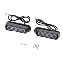 1 Pair Car 4 LED White & Amber Clear Lens Warning Emergency Flash Light Bar
