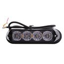 1 Pair Car 4 LED White & Amber Clear Lens Warning Emergency Flash Light Bar