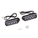 1 Pair Car 4 LED White & Amber Clear Lens Warning Emergency Flash Light Bar