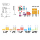 10 Pieces Micro2 ATR Car Automotive Fuses Assorted 5A 7.5A 10A 15A 20A