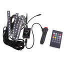 4 In 1 Car 9LED Remote Music Voice Control Colorful RGB Floor Atmosphere Light