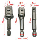 3 Pieces Hex Shank Square Head Drive Socket Extension Rod 1/4'' 3/8'' 1/2