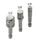 3 Pieces Hex Shank Square Head Drive Socket Extension Rod 1/4'' 3/8'' 1/2