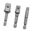 3 Pieces Hex Shank Square Head Drive Socket Extension Rod 1/4'' 3/8'' 1/2