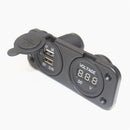5V 2.1A/1A 2 Dual USB Outlet Power Sockets With Blue LED And 12V-24V Voltage Meter
