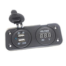 5V 2.1A/1A 2 Dual USB Outlet Power Sockets With Blue LED And 12V-24V Voltage Meter