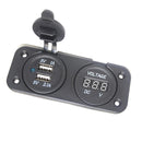 5V 2.1A/1A 2 Dual USB Outlet Power Sockets With Blue LED And 12V-24V Voltage Meter