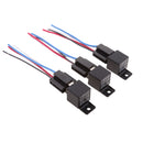 Set Of 3 ZT616 24V A S 80A Car Truck Relay Socket Harness Kit 4Pin 4P 4 Wire High Performance