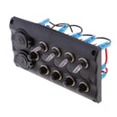 4 Gang LED Waterproof Toggle Switch Panel w/ 5 Breaker Voltmeter Boat/Marine
