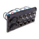 4 Gang LED Waterproof Toggle Switch Panel w/ 5 Breaker Voltmeter Boat/Marine
