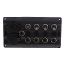 4 Gang LED Waterproof Toggle Switch Panel w/ 5 Breaker Voltmeter Boat/Marine