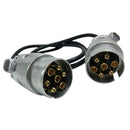 Car Trailer Truck 7Pin to 7Pin Plug Adapter Converter Tow Bar Socket Silver