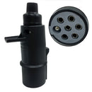 Black 24V 7 Pin S Type Trailer Plug Socket Connector Car Caravan Tow Bar Lights EU
