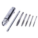 T-Handle Ratchet Tap Wrench with 5pcs M3-M8 Machine Screw Thread Taps Metric