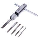 T-Handle Ratchet Tap Wrench with 5pcs M3-M8 Machine Screw Thread Taps Metric