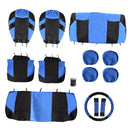 13 Pieces Black and Blue Automobile Universal Fit Car Seat Protector Covers